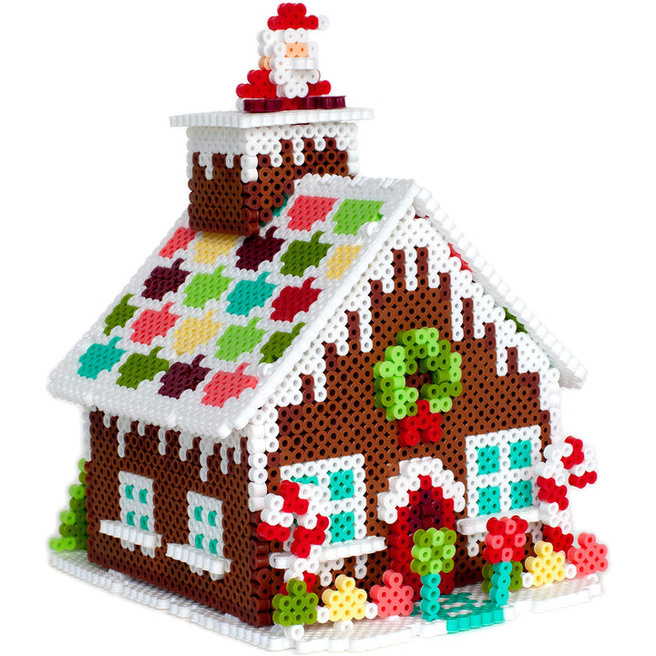 Perler Gingerbread House Christmas Fused Bead Kit for Kids' Crafts, Multicolor 10006 Piece, Small