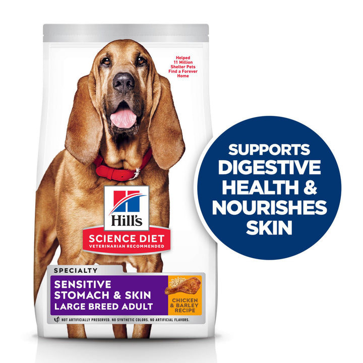 Hill's Science Diet Sensitive Stomach & Skin, Adult 1-5, Large Breed Stomach & Skin Sensitivity Support, Dry Dog Food, Chicken Recipe, 30 lb Bag 30 Pound (Pack of 1)