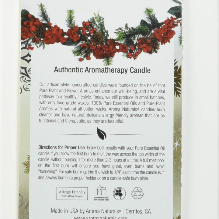 Aroma Naturals Holiday Juniper, Spruce and Basil Essential Oil Pillar Candle, Fresh Forest, 3 inch x 3.5 inch Juniper, Spruce & Basil 3" x 3.5" Pillar