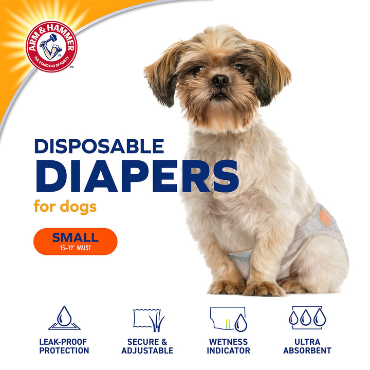 Arm & Hammer For Pets Male Dog Wraps, Medium 12 Ct | Ultra-Absorbent, Adjustable Male Dog Diapers with Leak-Proof Protection & Wetness Indicator | Arm & Hammer Baking Soda Enhanced for Odor Control Male Wraps Medium (12 Count)