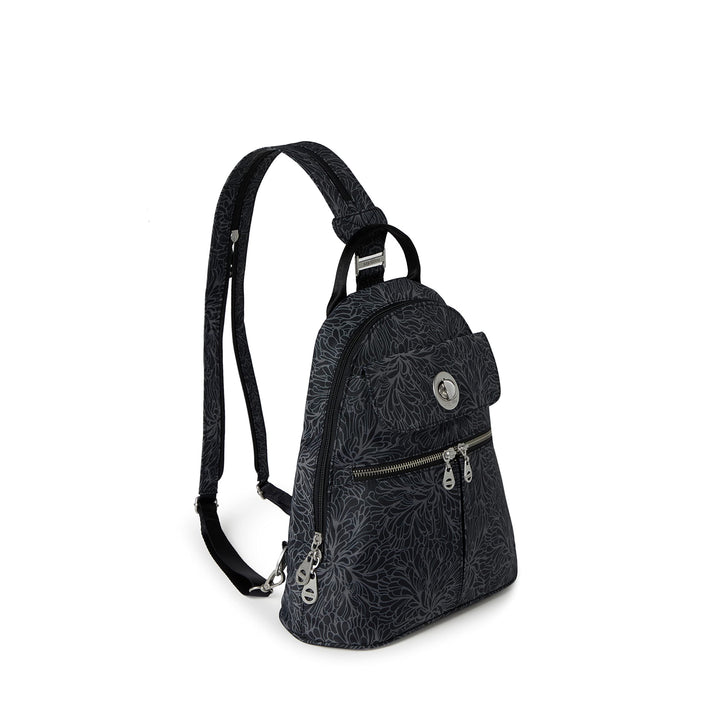 Baggallini Naples Convertible Small Daypack Sling Crossbody, Midnight Blossom One Size