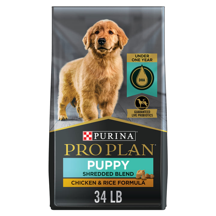 Purina Pro Plan High Protein Puppy Food Shredded Blend Chicken & Rice Formula - 34 lb. Bag Chicken & Rice Shredded Blend 2.13 Pound (Pack of 1)