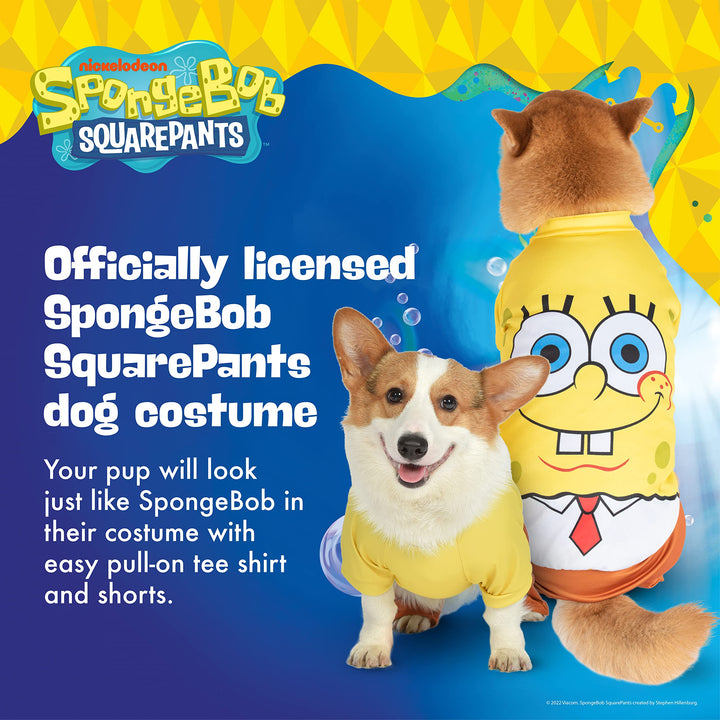 Halloween Tee & Shorts for Dogs - Fun and Cute Halloween Costumes for Dogs - Officially Licensed Spongebob Squarepants Pet Products, Spongebob Dog Outfit Medium,Yellow Yellow