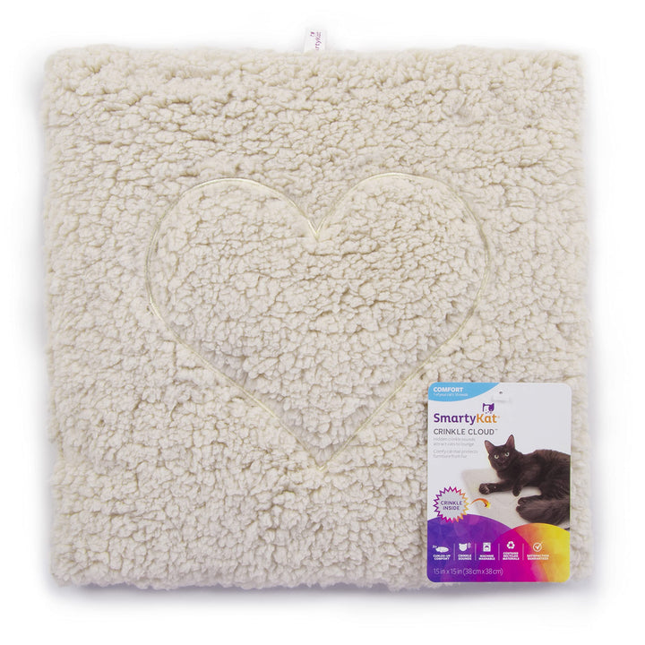 SmartyKat Crinkle Cloud Plush Cat Bed, Machine Washable, Randomly Selected Color - Cream OR Gray, One Size Crinkle Cloud Mat (Randomly Selected Color)