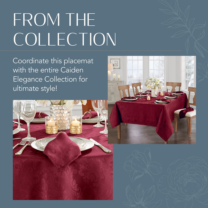 Elrene Home Fashions Caiden Elegance Damask Fabric Placemats (Set of 4), 13" x 19", Cranberry