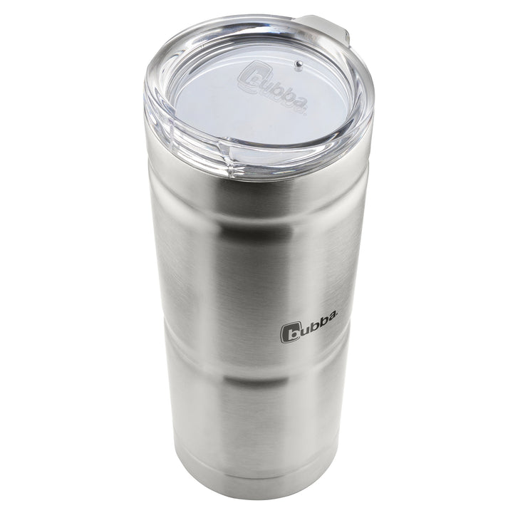 BUBBA BRANDS Envy S Vacuum-Insulated Stainless Steel Tumbler with Lid and Straw, 24oz Reusable Iced Coffee or Water Cup, BPA-Free Travel Tumbler, Steel/Clear