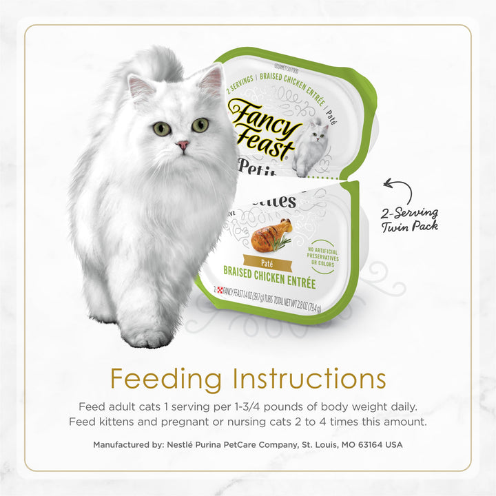 Purina Fancy Feast Gourmet Wet Cat Food Variety Pack, Petites Pate Collection, break-apart tubs, 48 servings - (Pack of 24) 2.8 oz. Tubs