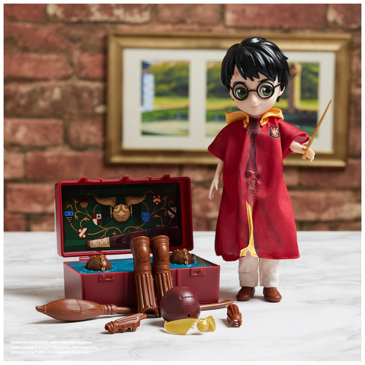 Wizarding World Harry Potter, 8-inch Harry Potter Quidditch Doll Gift Set with Robe and 9 Doll Accessories, 11 Pieces, for Kids