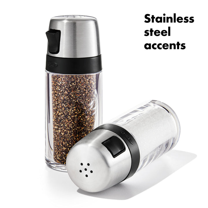 OXO Salt and Pepper Shaker Set, Clear, Stainless Steel