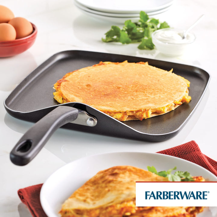 Farberware Cookstart DiamondMax Nonstick Square Deep Grill Pan/Griddle, Dishwasher Safe, 11 Inch - Black Griddle (11 Inch)