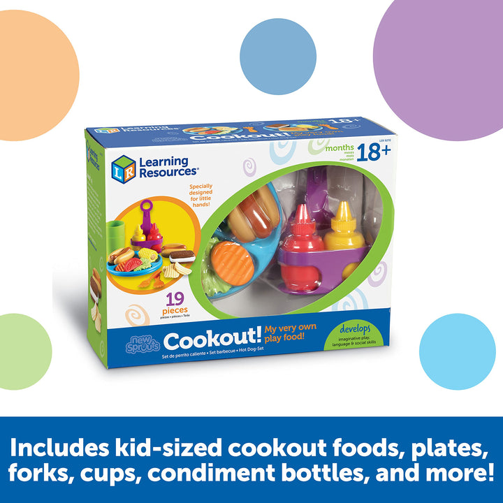 Learning Resources New Sprouts Cookout! ,19 Pieces, Ages 18+ Months, Barbecue Set, Pretend Play Food for Toddlers