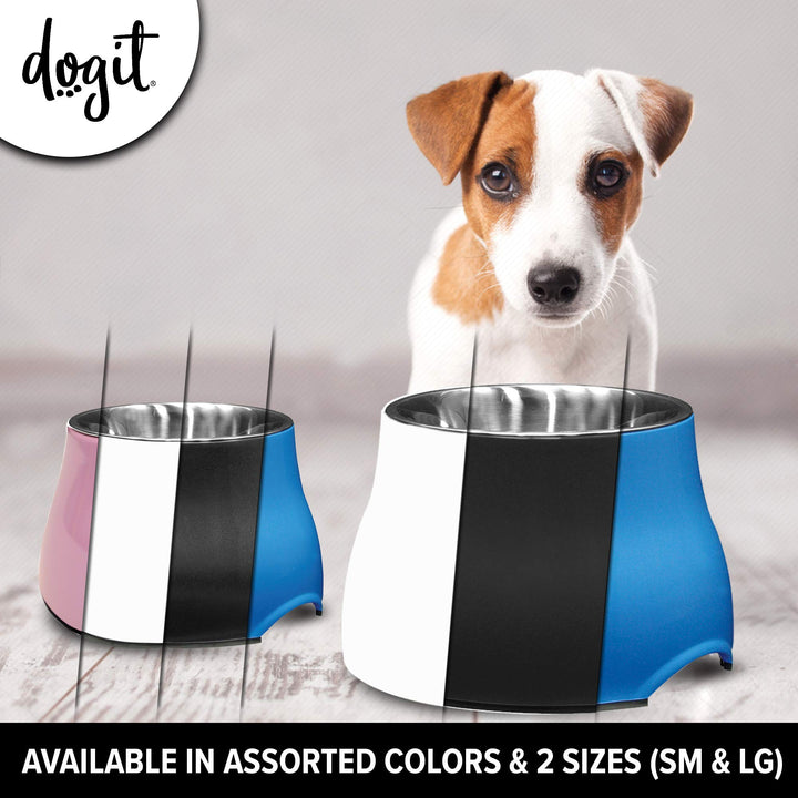 Dogit Elevated Dog Bowl, Stainless Steel Dog Food and Water Bowl for Small Dogs, Blue, 73743