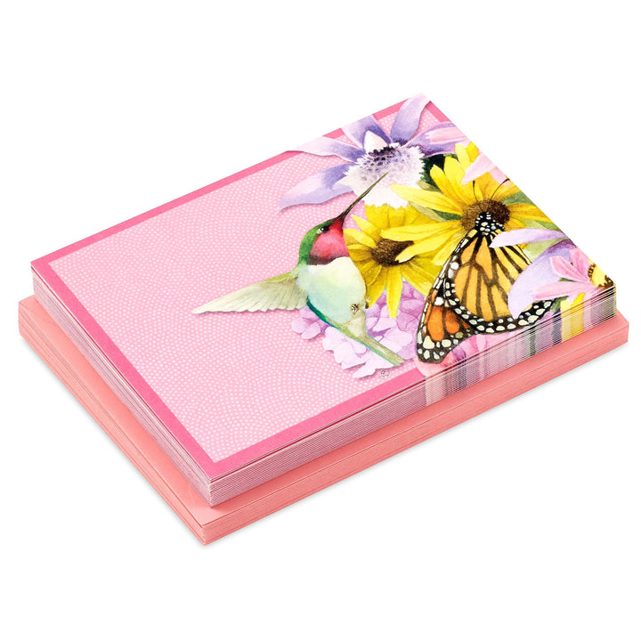 Hallmark Marjorlein Bastin Floral Notecards (20 Blank Cards with Envelopes) Butterfly & Hummingbird