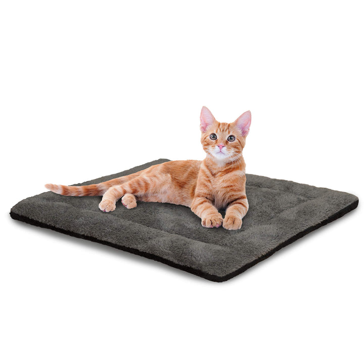 K&H PET PRODUCTS Self-Warming Cat Bed Pad, Self-Heating Thermal Cat and Dog Bed Mat, Cat Warmer Mat for Feral and Indoor Cats, Gray/ Black 21 X 17 Inches Gray/Black Recyclable Box