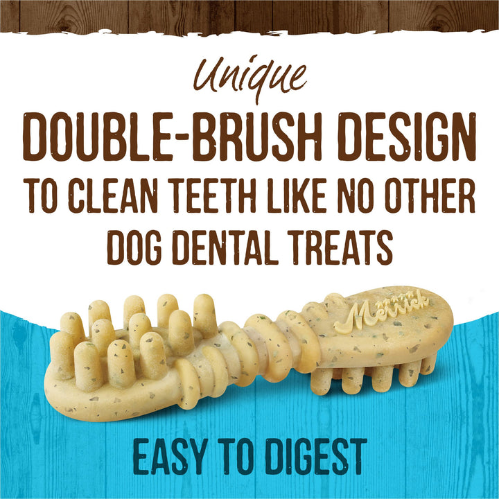 Merrick Fresh Kisses Natural Dental Chews Toothbrush Shape Treat Infused With Real Mint Medium Dogs - 22 ct. Box