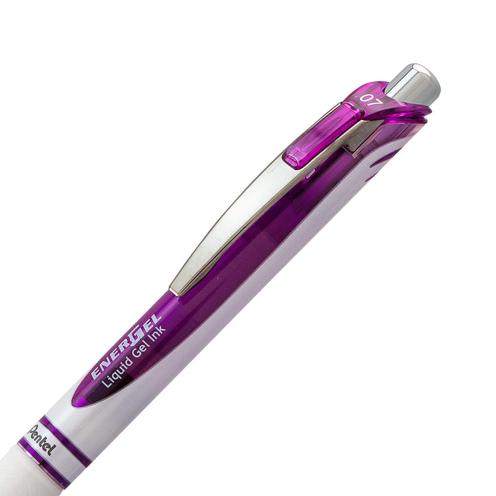 Pentel Gel Ink Pen, Pearl Retractable Gel Pen, (0.7mm) Medium Point, Needle Tip, Violet Ink, 12 pack (BLN77PW-V)