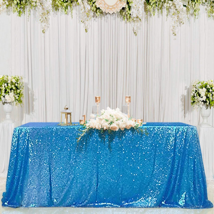 B-COOL Rectangle Sequin Tablecloth Aqua Blue Table Cloths Seamless Tablecloth 60x102 Inch for Wedding Mermaid Theme Party Banquet Blue Aqua