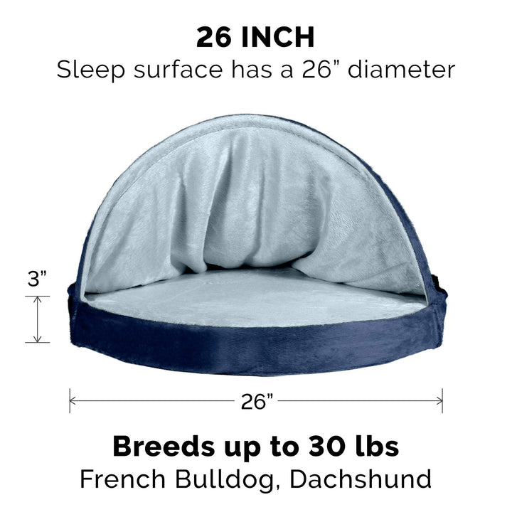 Furhaven Replacement Dog Bed Cover Microvelvet Snuggery, Machine Washable - Navy, 26-inch Microvelvet Navy 26.0"L x 26.0"W x 0.5"Th Snuggery (Cover Only)