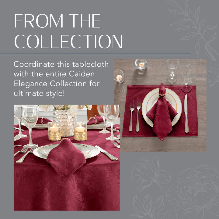 ELRENE HOME FASHIONS Caiden Elegance Damask Fabric Tablecloth, 60" x 84" Oval, Cranberry Tablecloth (1)