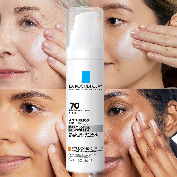 La Roche-Posay Anthelios UV Correct Sunscreen Moisturizer SPF 70, Daily Anti-Aging Face Moisturizer with Niacinamide to Even Skin Tone & Fine Lines, Sun Protection for Sensitive Skin