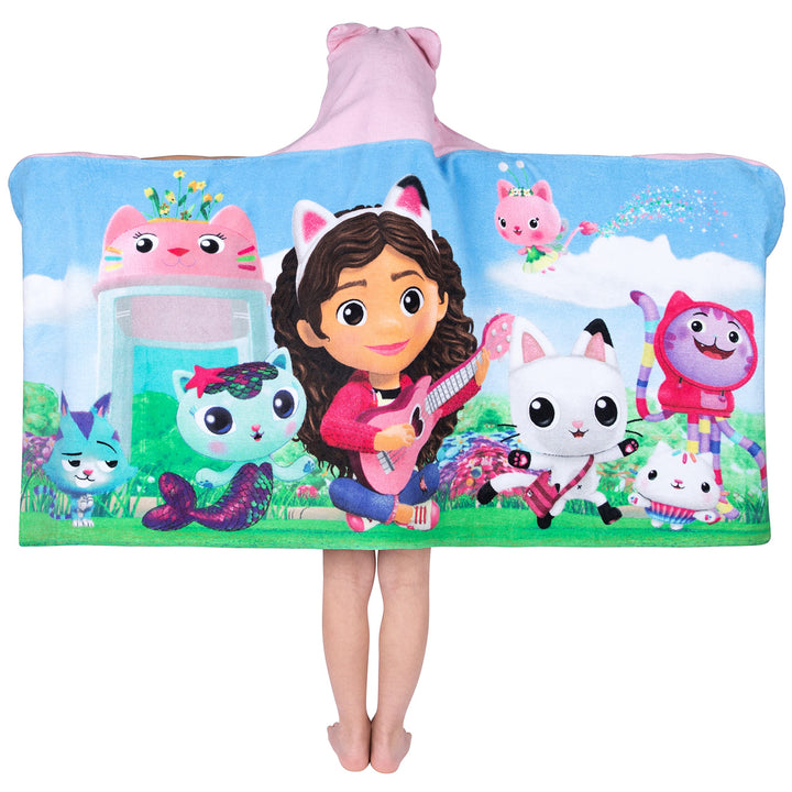 DreamWorks Gabby's Dollhouse Bath/Pool/Beach Soft Cotton Terry Hooded Towel Wrap, 24 in x 50 in, By Franco Kids Assorted