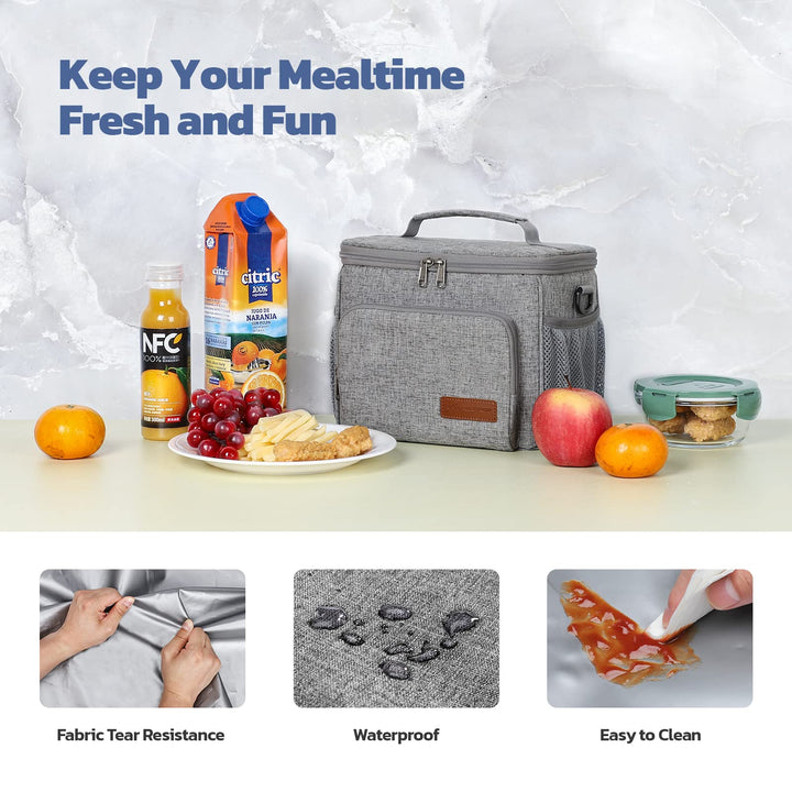 Maelstrom Lunch Box for Men,Insulated Lunch Bag Women/Men,Leakproof Lunch Cooler Bag, Lunch Tote Bag 4.New Single Layer - Grey 4.New Single-Layer (8L/12cans)