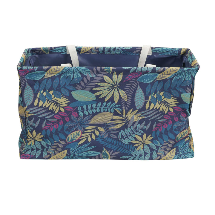 Household Essentials Krush Canvas Utility Tote| Reusable Beach Bag | Blue Palm Leaf Short Rectangular