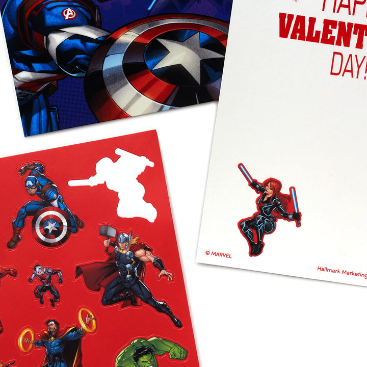 Hallmark Avengers Valentines Day Cards and Stickers for Kids School (24 Classroom Valentines with Envelopes) Avengers Valentines with Stickers