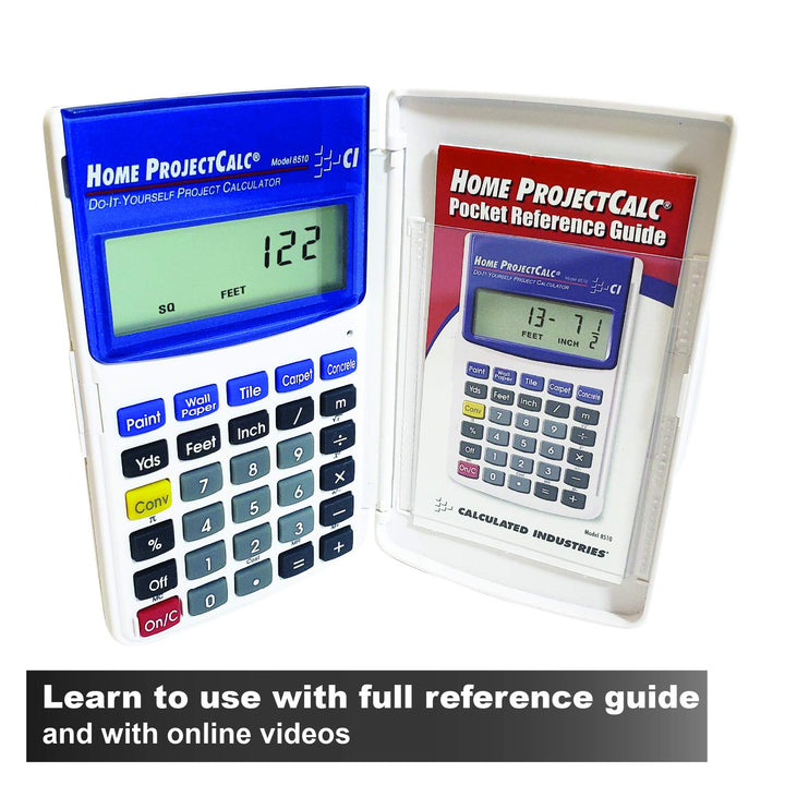 Calculated Industries 8510 Home ProjectCalc Do-It-Yourselfers Feet-Inch-Fraction Project Calculator | Dedicated Keys for Estimating Material Quantities and Costs for Home Handymen and DIYs , White Small