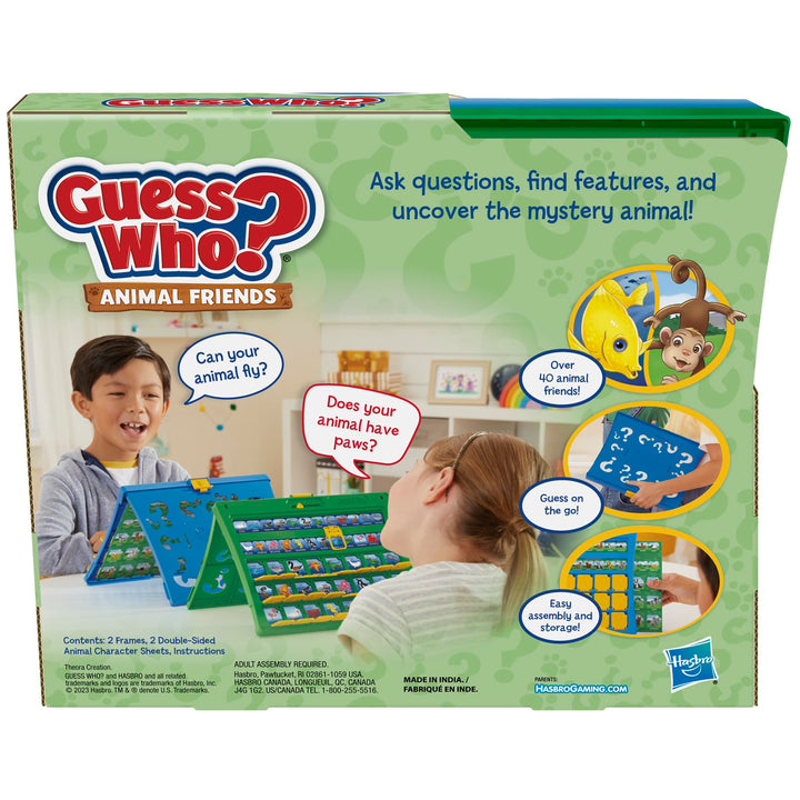 Hasbro Gaming Guess Who? Animal Friends Game, Includes 2 Double-Sided Animal Sheets, 2-Player Board Games for Kids, Ages 6+ (Exclusive)