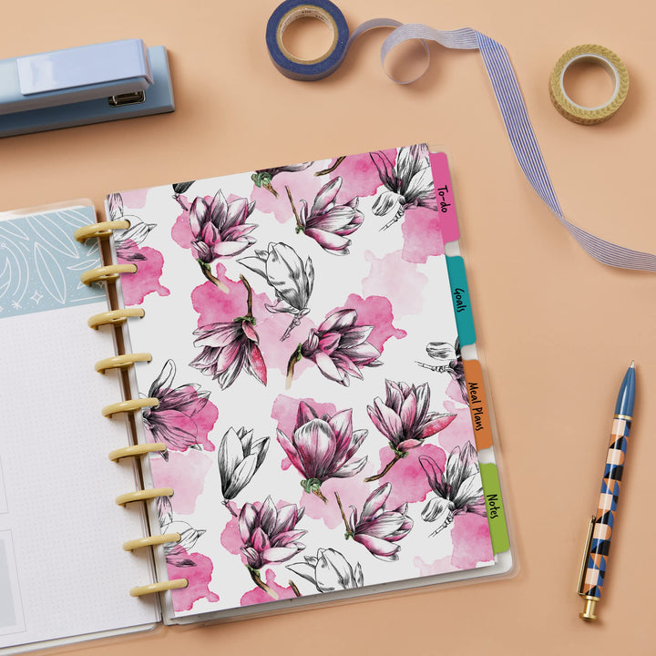 Avery Planner Dividers for Happy Planner 9-disc Classic Size Planners, 4-Tab Set, Neon Blooms Floral Design, 1 Set (25494)