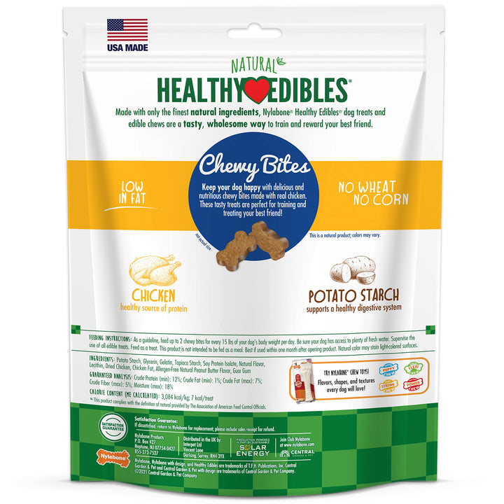 Nylabone Healthy Edibles Natural Chewy Bites Soft Dog Chew Treats Chicken 12 oz. 12 Ounce (Pack of 1)