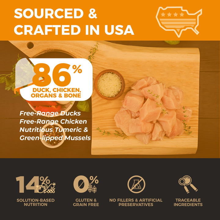 Freeze Dried Raw Dog Food Duck and Chicken Recipe 8 Ounce, UAS Made Grain Free High Protein Dog Food for Complete Meal or Food Topper, Freeze Dried Raw Diet for Mobility Advance 8 Ounce (pack of 1)