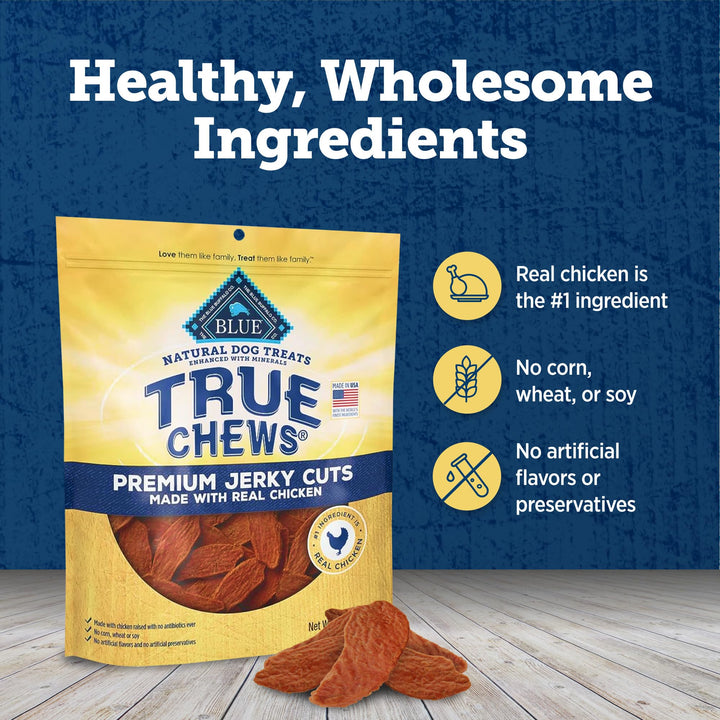 Blue Buffalo True Chews Premium Jerky Cuts Dog Treats, Made in the USA with Natural Ingredients, Chicken, 22-oz. Bag 1.38 Pound (Pack of 1)