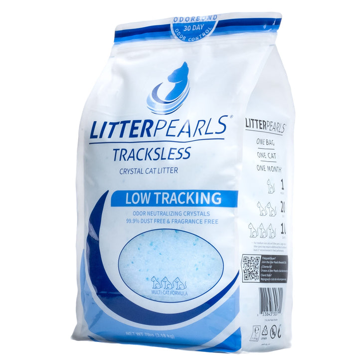 Litter Pearls Crystal Cat Litter with Odorbond- Superior Odor Control, Soft-On-Paws, Low Dust, 7lb, Micro Fresh, White, Clear and Blue Crystals Fresh Scent 7 Pounds