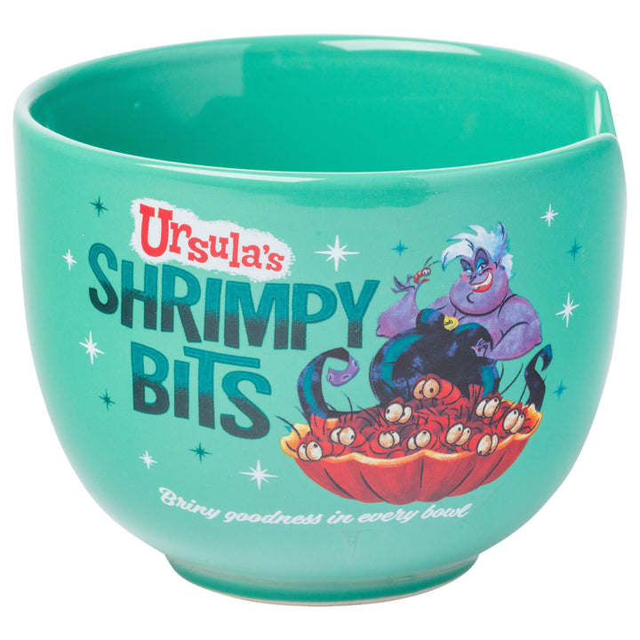 Silver Buffalo Disney Villains Little Mermaid Ursula's Shrimpy Bits Ceramic Ramen Noodle Rice Bowl with Chopsticks, Microwave Safe, 20 Ounces, Little Mermaid Ursula's Shrimpy Bits