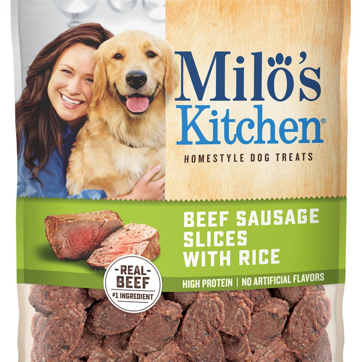 Milo's Kitchen Dog Treats, Beef Sausage Slices with Rice, 18 Ounce 1.13 Pound (Pack of 1)