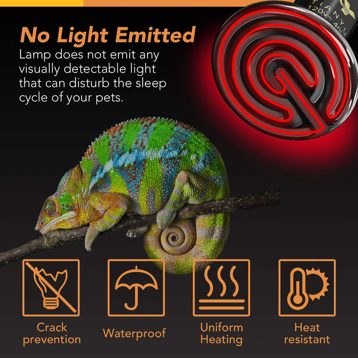 Simple Deluxe 40W Reptile Heat Lamp Bulb No Light Ceramic Heat Emitter Brooder Coop Heater Black/1-pack 40 Watts