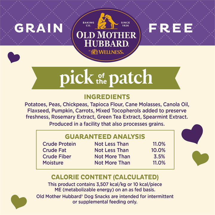 Wellness Old Mother Hubbard Pick of the Patch Grain Free Natural Dog Treats, Crunchy Oven-Baked Biscuits, Ideal for Training, Mini Size, 16 ounce bag Pumpkin & Carrot 1 Pound (Pack of 1)