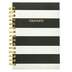 Graphique Classic Charm Hard Cover Journal w/ Elegant Black and White Stripes & "Happy Thoughts" in Embellished Gold Foil Across the Cover, 160 Ruled Pages, 6.25" x 8.25" x 1"