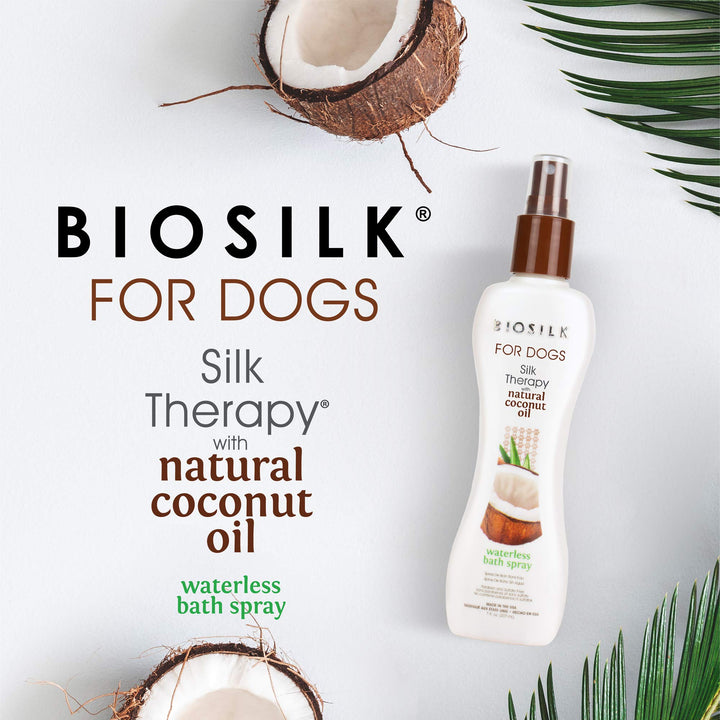 BioSilk for Dogs Silk Therapy Shampoo with Organic Coconut Oil | Coconut Dog Shampoo Waterless Shampoo | Dry Dog Shampoo from Silk Therapy for Fresh Dog Coats,Beige