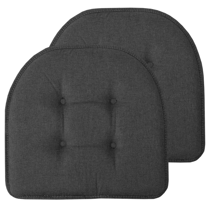 Sweet Home Collection Chair Cushion Memory Foam Pads Tufted Slip Non Skid Rubber Back U-Shaped 17" x 16" Seat Cover, 2 Count (Pack of 1), Charcoal