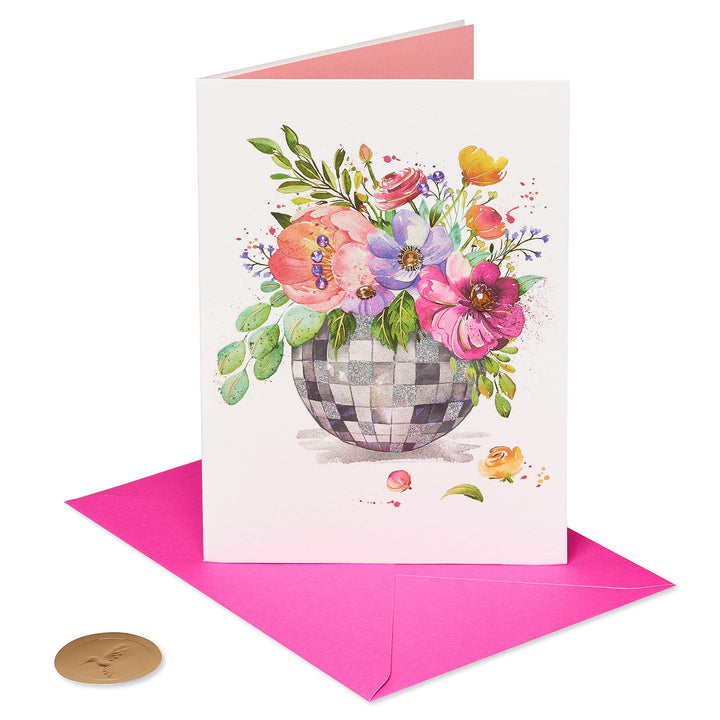 Papyrus Blank Card (Floral Disco Ball) Floral Disco Ball