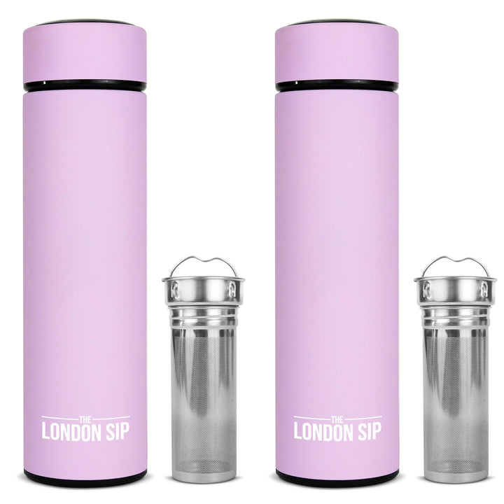 London Sip Multi-Purpose Travel Mug and Tumbler Fruit Infused Flask Hot and Cold Double Wall Stainless Steel Thermos with Extra-Long Infuser, Sacred Red 16.9 Ounces