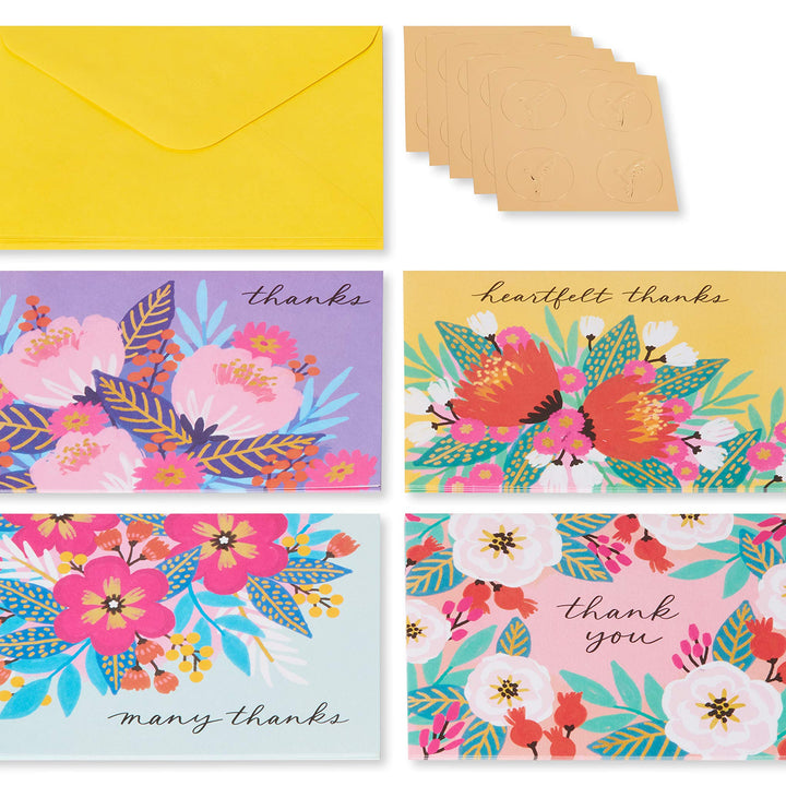 Papyrus Thank You Cards with Envelopes, Vibrant Florals (20-Count)