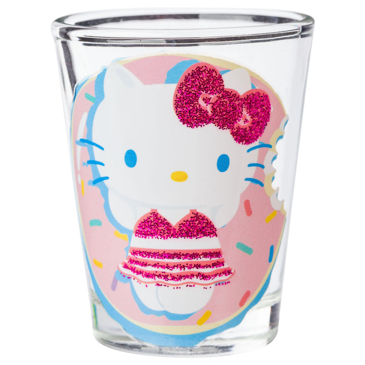Silver Buffalo Sanrio Hello Kitty Summer Pool Floatie Glitter 4 Pack Mini Glass Set, 1.5 Ounces Hello Kitty Pool