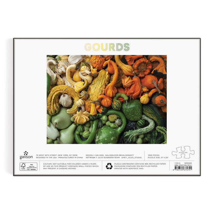 Galison Gourds 1000 Piece Puzzle from Galison - 27" x 20" Puzzle, Beautiful Art by Julie Seabrook Ream, Thick and Sturdy Pieces, Fun and Challenging Activity for Adults, Makes a Great Gift!