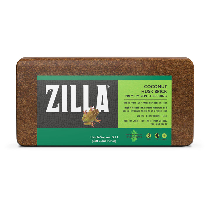 Zilla Coconut Husk Brick, Organic Bedding for Reptiles, Made with 100% Coconut Fiber, Ideal for Tropical Habitats and Egg Incubation