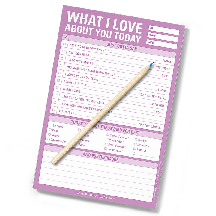 1-Count Knock Knock What I Love about You Today Pad, Love Letter Paper Checklist Lunch Box Notes for Husband, 6 x 9-inches 1-Count