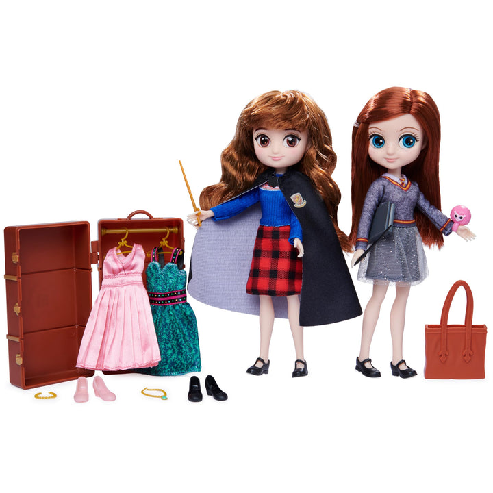 Wizarding World Harry Potter, Hermione Granger & Ginny Weasley Deluxe 8-inch Dolls & Accessories Gift Set, Over 20 Pieces, Kids Toys for Ages 6 and up